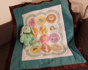Hand Embroidered Baby Blanket Crib Size Perfect Gift!