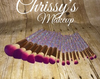 Amaya Brush Set - 17 Piece Multi Color Brushes - Crystal AB Stones #OhYes!