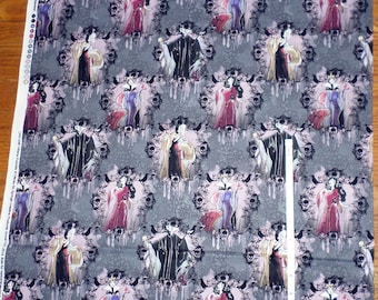 DISNEY VILLAINS cotton fabric - Maleficent - Evil Queens - large print - bty