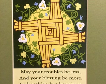 Saint Brigid's Cross Matted Print