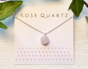Rose Quartz Necklace, Sterling silver rose quartz pendant, Pink crystal necklace, Crystal necklace, Gemstone necklace, Rose quartz jewelry