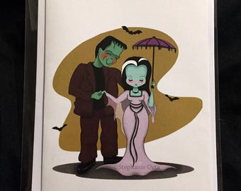 Lily And Herman Munster Card