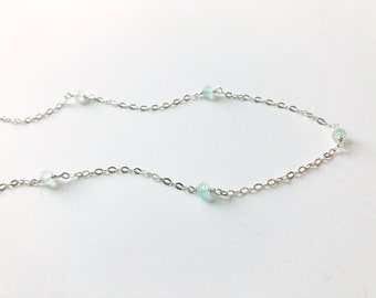 Silver Stone Necklace, Silver Stone Choker, Silver Necklace, Delicate Necklace Silver, Delicate Necklace with Beads, Gemstone Necklace, Gems