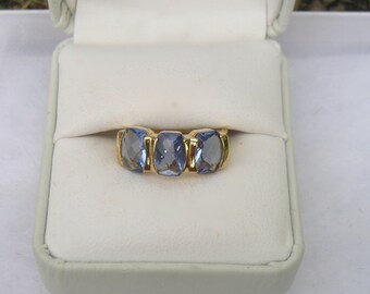 Lovely Gold over Sterling Blue Topaz CZ Ross Simons Ring Size 6