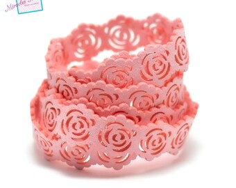 1 m Strip perforated suede DrawString "rose" 19 x 2 mm, pink