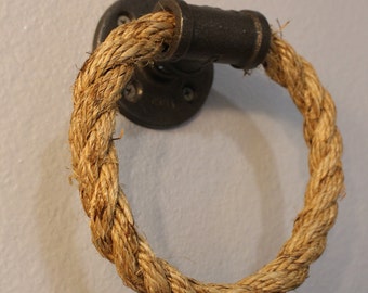 Rustic Industrial Towel Ring, Bathroom Accessory
