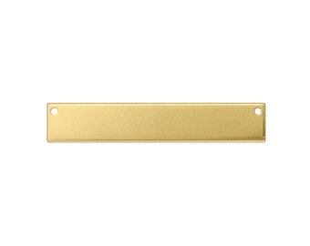 Premium Brass Stamping Blank- Rectangle with holes-Impressart 1.5 x 1/4 inch 18g Metal Stamping Supplies by Metal Supply Chick- 8 Pack
