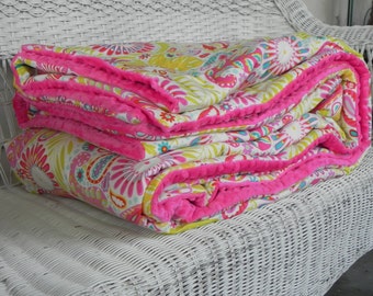 Twin Minky Comforter - Kumari Garden Designer Fabrics - Kumari Garden - Choose Sham Option For Set - MADE TO ORDER