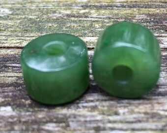 Lot of Two 7mm x 10mm High Grade Cassiar Mountain BC Jade Beads