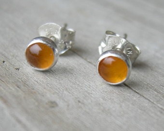 Tiny Citrine Sterling Post Earrings November Birthstone