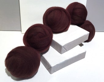 Brown wool Roving, wool top, Needle Felting wool, Spinning Fiber, warm brown wool roving, brown felting wool