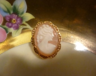 Carved Shell Cameo Pin