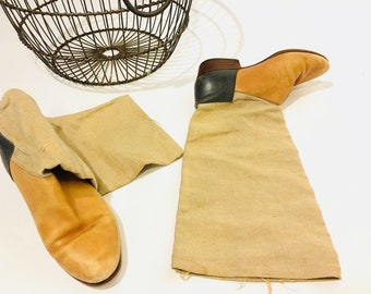 Modern color block linen slouch boot