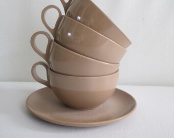 Vintage Brown Melmac Cups and Saucer