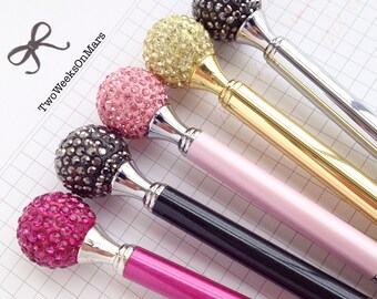 Crystal rhinestone gemstone ball metal TN planner pen