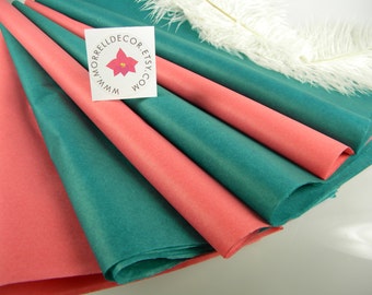 Coral and Teal Tissue Paper | Wedding Gift Tissue | 48 Sheets | DIY Tissue Flower Supplies | Craft Supplies | Gift Packaging