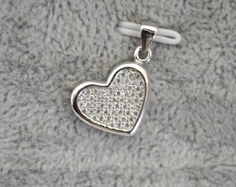 Sterling silver pendant Graciela, silver 925, fine jewelry, heart, zircon stone