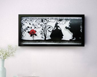 The Beauty of a Beast Hand Cut Papercut • Beauty and the Beast • Fairytale Wall Art • Paper Cut Quote