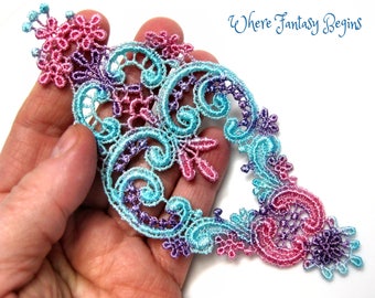 One Hand Dyed Venise Lace Applique Victorian Embellishment, Crazy Quilts, Clothes, Pillows, Hand Bags, Scrap-booking, Sewing, VLA106