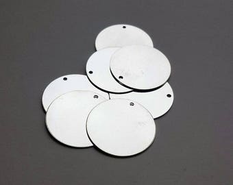 7 Silver Circle Stamping Blanks - 1 Inch - Metal Stamping Hand Stamping Jewelry Metal Work Hand Stamped Charms Pendants - Bella Mia Beads