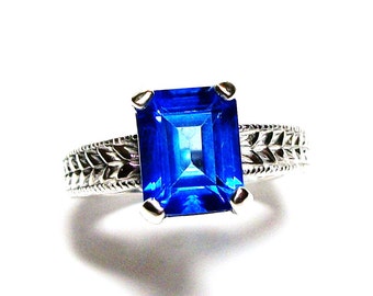 Swiss blue topaz, birthstone ring,solitaire ring, electric blue, engagement ring, s 6 1/2 "Something Blue"