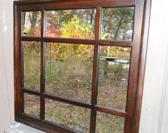 36 x 36 square walnut stained mirror