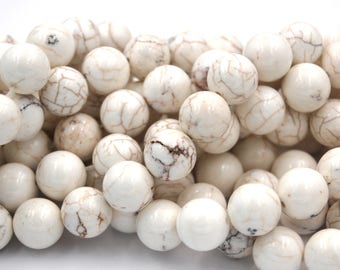12mm Golden Matrix Creamy White Magnesite Round Beads -15.5 inch strand