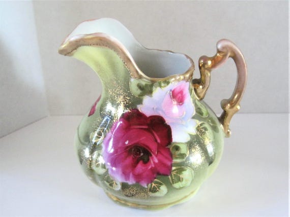 China Floral Pitcher, Cream Pitcher, Tea Party, Roses Adorned, Unsigned Ceramic Pitcher