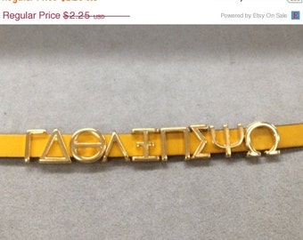 On Sale NOW 25%OFF Greek & English Alphabet Letters For 5mm - 10mm Flat Leather Cord Gold Z1305 Qty 1