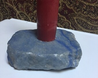Rustic Blue Stone Candle Holder