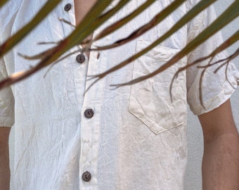 coconut shell linen button up