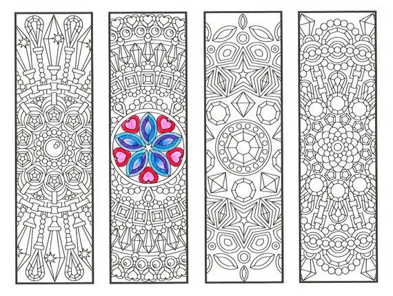 Coloring Bookmarks Crystal Mandalas Page 2 coloring for