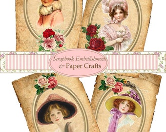 Digital Download Vinatge Ladies Images Collage Sheet Pdf