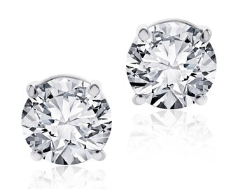 1.62 Carat Round Diamond Stud Earrings F-G/VS2 14K White Gold