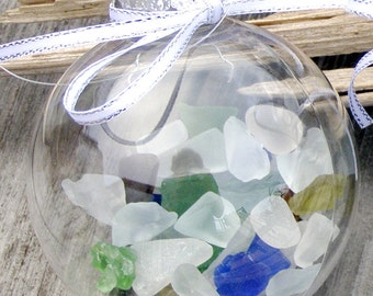 BEACH DECOR CHRISTMAS Sea Glass Ornament, nautical ornament, coastal ornament, coastal Christmas, nautical Christmas, multicolor, 2.75"