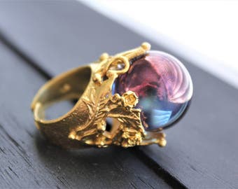 Crystal Ball Ring Crystal Ball Jewelry Fortune Teller Ring Fortune Teller Jewelry Aura Quartz Ring Aura Quartz Jewelry Aura Crystal Ring