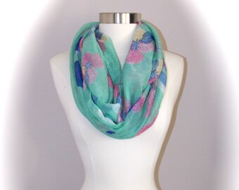 Floral mint color spring scarf