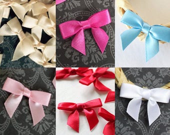 24 Mini Pre-made Bows - Choose your color - Ready for crafting