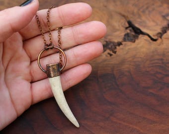 Real antler necklace, electroformed antler, deer antler necklace
