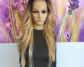 Ombre dark roots To 613 mixed with 27 blonde Lace Front wig heat resistant Wig 24'' layers