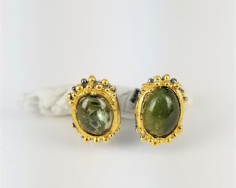 925 silver handmade green sapphire earrings