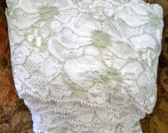 Soft White and Mint Green Floral Trim