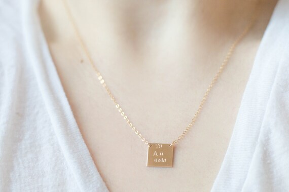 gold element au periodic table necklace 14k gold filled atomic number science gold symbol square hand stamped precious metal - Au Pendant Periodic Table gold element au periodic table necklace 14k gold filled atomic number science gold symbol square hand stamped precious metal - Au Pendant Periodic Table