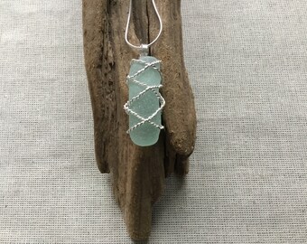 Wire wrapped seaglass necklace