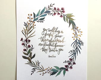 Isaiah 26:3 Hand Lettered Art Print