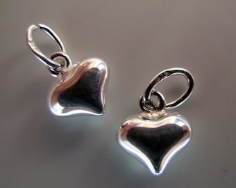 puffed sterling hearts(one pair)