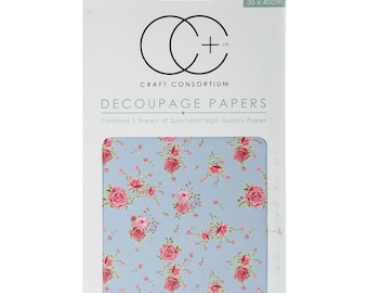 Craft Consortium Decoupage Papers - Antique Rose - Blue