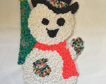 Snowman Popcorn Melted Plastic Wall Decor