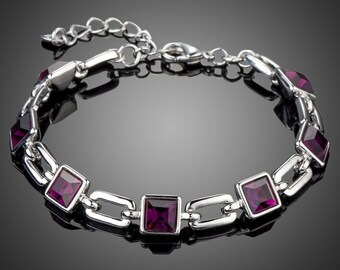 Purple Link Chain Lobster Bracelet