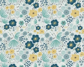 Ava Rose Floral Blue Yardage by Deena Rutter for Riley Blake Designs #C5872 100% Cotton